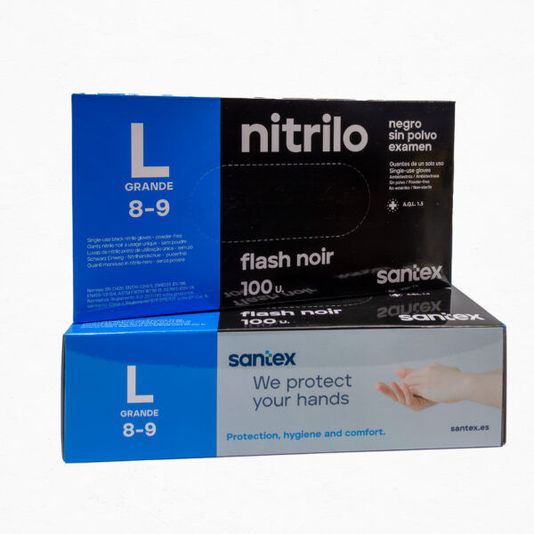 Guantes nitrilo negro sin polvo talla L 10x100 ud. - Imagen 2