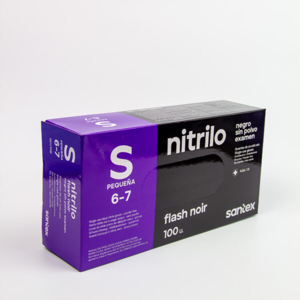 Guantes nitrilo negro sin polvo talla S
