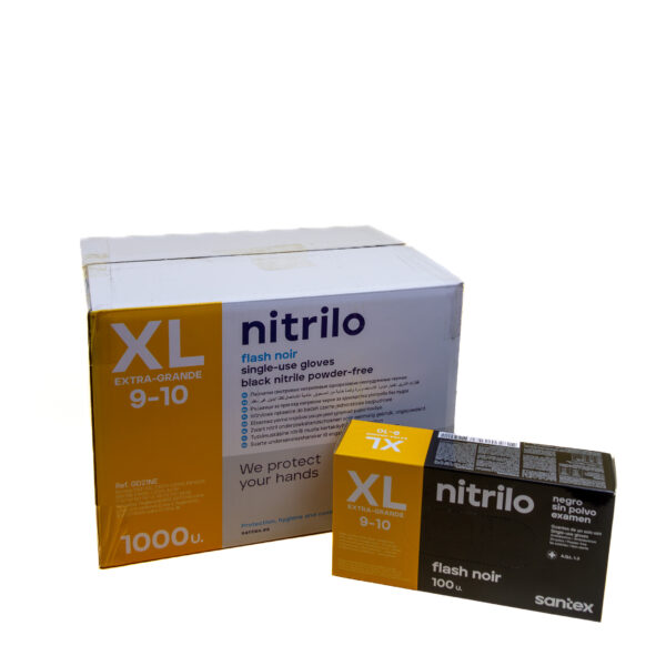 Guantes nitrilo negro sin polvo talla XL - Imagen 3
