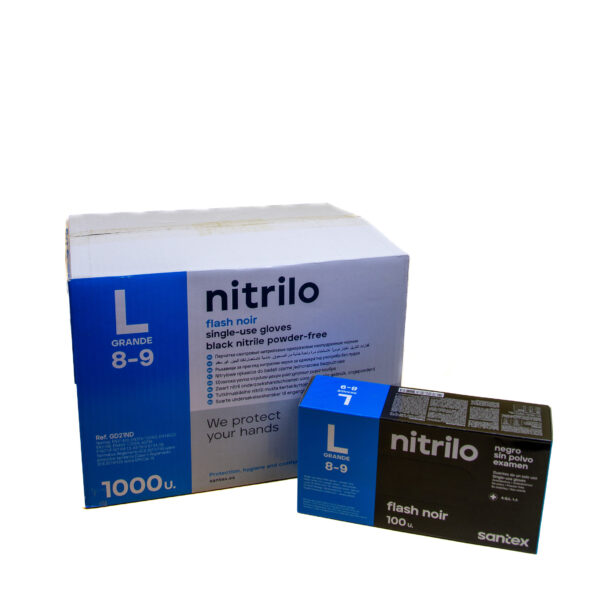 Guantes nitrilo negro sin polvo talla L 10x100 ud.