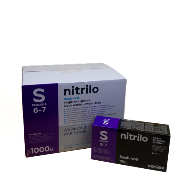 Guantes nitrilo negro sin polvo talla S - Imagen 3