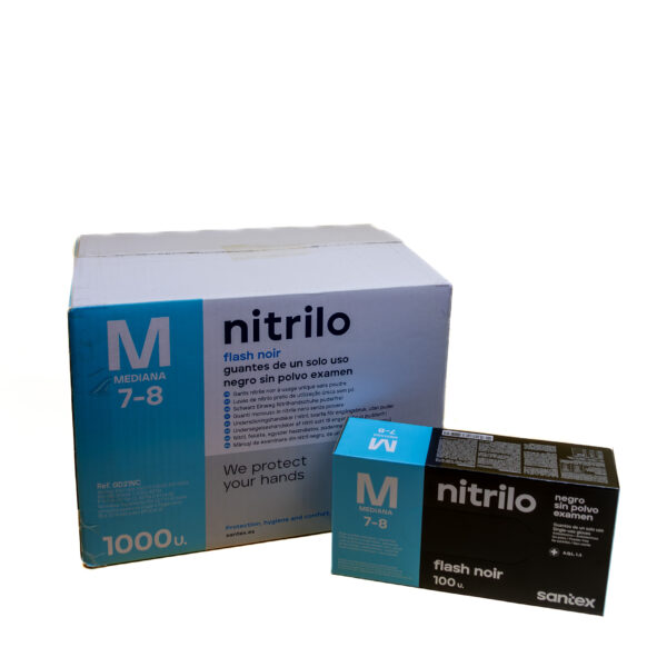 Guantes nitrilo negro sin polvo talla M 10x100 ud.