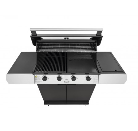 Cabezal de la barbacoa empotrable de 4 fuegos con panel de control de acero inoxidable y mandos ergonómicos
