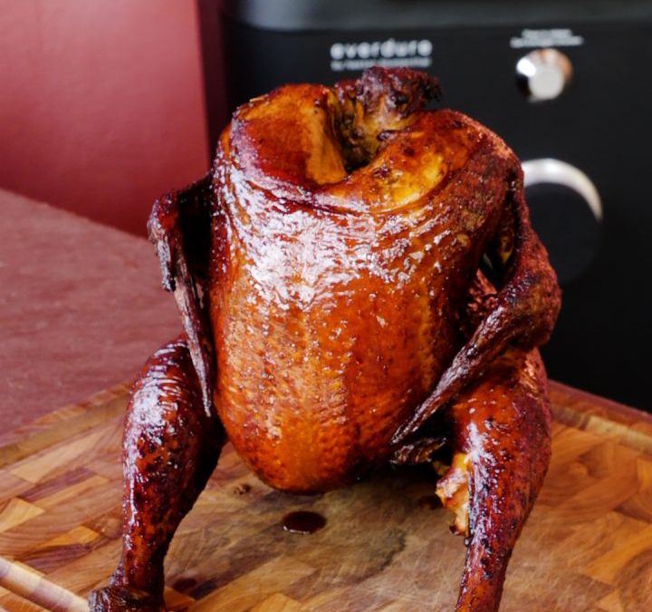 Pollo ahumado con glaseado de miel y limón