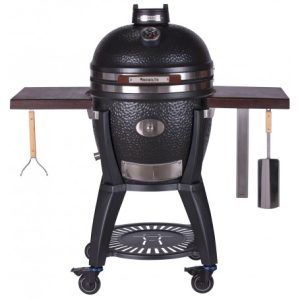 Monolith Classic Avantgarde con carro negro mate con mesas laterales de bambú carbonizado